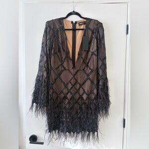 Elegant Black Feathered Dress